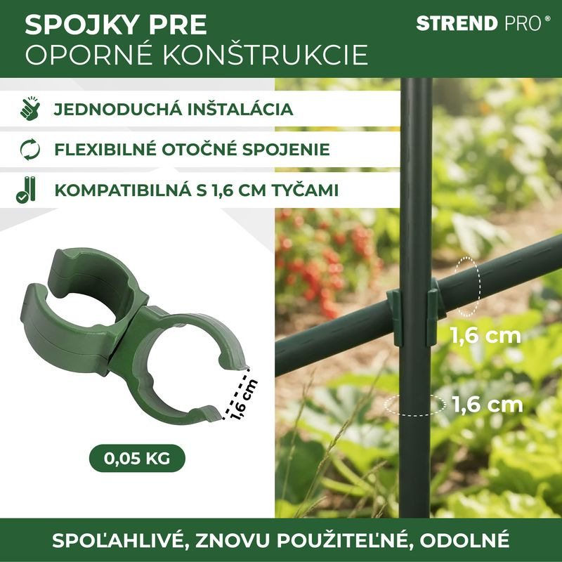 Spojka Strend Pro, plast, konektor na záhradné oporné tyče, 16 mm, bal. 10 ks 2