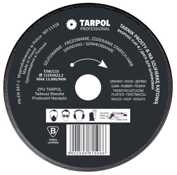 Rašpľa rovná 115 x 3 x 22,2 mm nízky zub,, TARPOL, T-06 5
