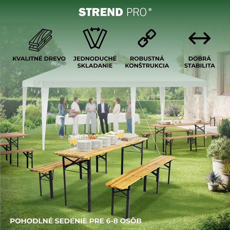 Set pivný DORTMUND Standard3, stôl 175x46x77 cm, 2x lavica 175x23x47 cm, drevo 25 mm 2