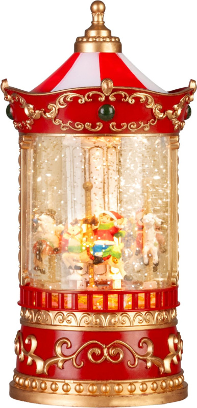 Dekorácia MagicHome Vianoce, Kolotoč, LED teplá biela, 3xAA, 12,3x12,3x24,5 cm