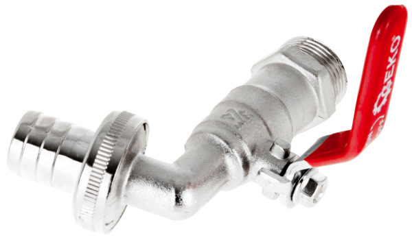 Guľový ventil 3/4", závit 1" s koncovkou na 1/2" hadicu, GEKO 1