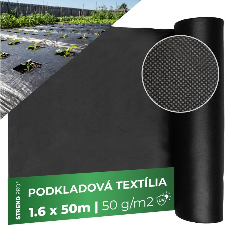 Textília Garden B4406 1,6x50 m, netkaná, 50 g/m, 3% UV čierna rolka 1