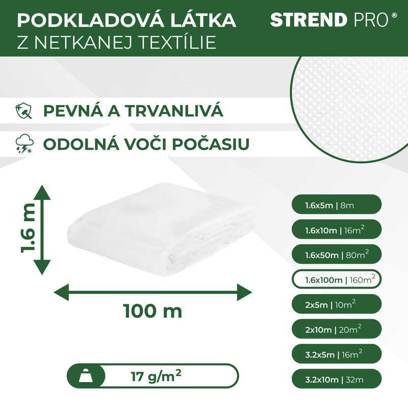 Textília Garden B4405 1,6x100 m, netkaná, 17 g/m, biela, rolka 2