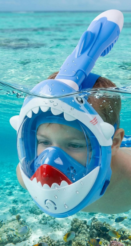 Maska šnorchlovacia Shark, celotvárová, pre deti 4+, XS, modrá 1