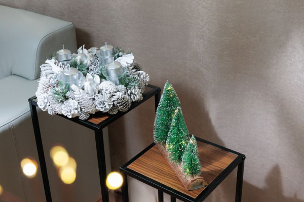 Veniec MagicHome Vianoce, adventný, biely, 32 cm 3
