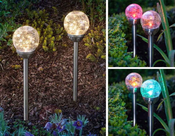 Lampa Strend Pro Garden, 12x44 cm, solárna, 1xLED farebná a teplá biela, AA, nehrdzavejúca oceľ+sklo 3