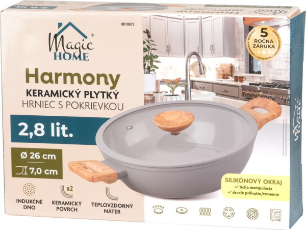 Hrniec MagicHome Harmony, plytký, so sklenenou pokrievkou, 26 cm 1