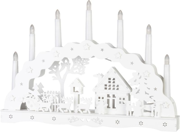 Dekorácia MagicHome Vianoce, domček, plast, 10xLED teplá biela, 45x5.2x31 cm, 2xAA 1