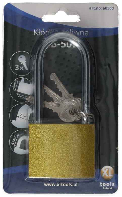 Zámok visiaci liatinový, predĺžený uzáver, AB-50 mm, XL-TOOLS 1