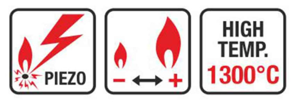 Spájkovacia lampa s piezo zapaľovačom a kartušou 220g, otočný uzáver, ELICO 4