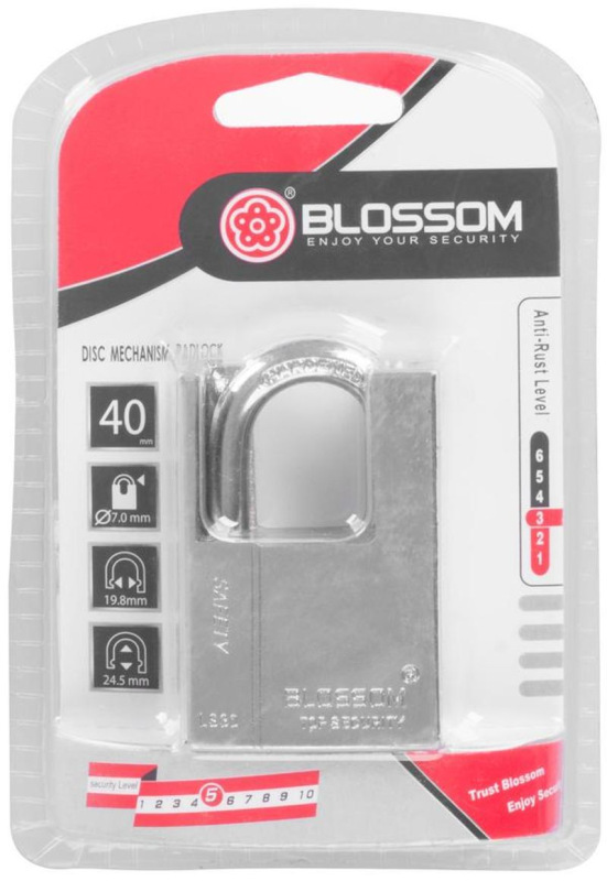 Zámok Blossom LS0340, 40 mm, visiaci, Hi-Security, bezpečnostný 4