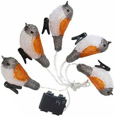 Reťaz MagicHome Vianoce A Bird, 25x LED, IP44, 3xAA, osvetlenie, 5 vtáčikov