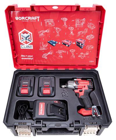 Set Worcraft XCUBE006 ShareSYS Toolbox, uťahovák 850 Nm, 2x 4.0 Ah akumulátor, 1x nabíjačka