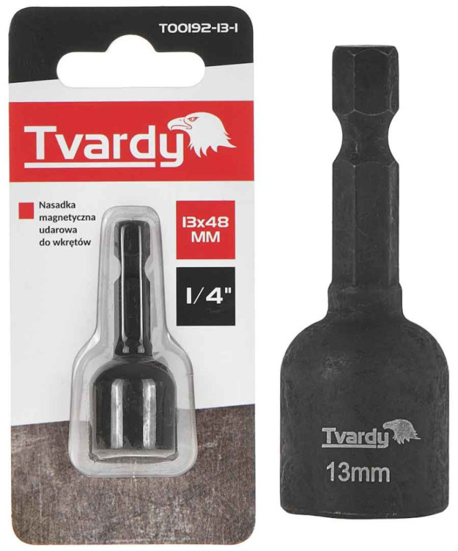 Adaptér úderový 1/4" 6 hran magnetický 13x48 mm, TVARDY
