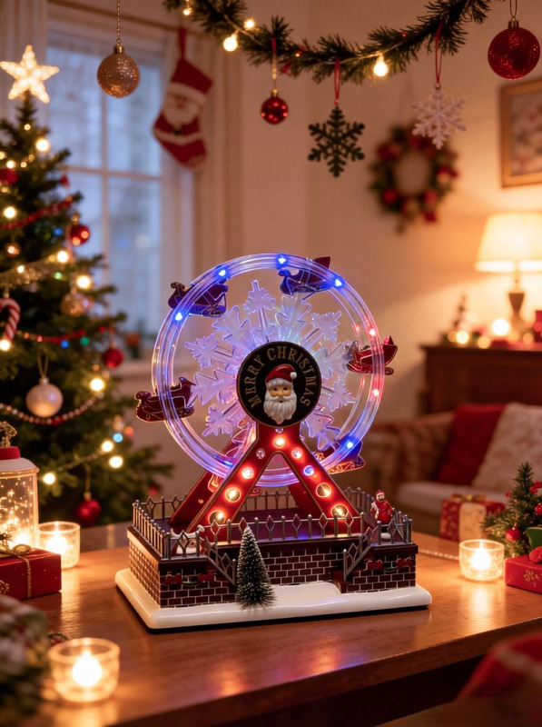 Dekorácia MagicHome Vianoce, ruské koleso, otočné, LED, plastové, 16x23x27 cm 1