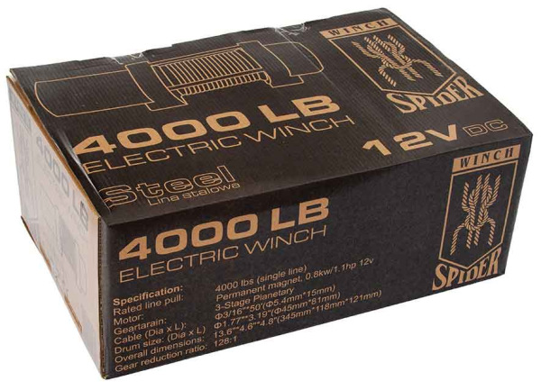 Navijak elektrický, 12V, 800W, max. ťah 1814 kg, oceľové lano 6 mm, MAR-POL 1