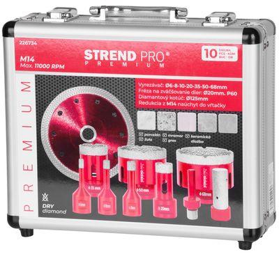 Sada vyrezávačov Strend Pro Premium, 6-8-10-20-35-50-68 mm, adaptér, fréza na zväčšovanie dier, kotú