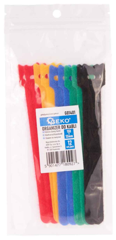 Páska farebná na suchý zips 150 mm x 12 mm, 12 ks, GEKO 4