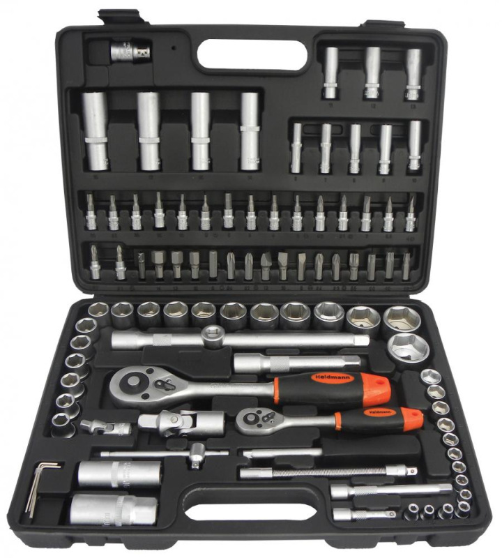 Gola sada 1/4" a 1/2", 94-dielna v plastovom kufri, HEIDMAN