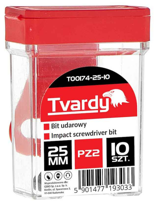 Bit 1/4" PZ2 x 25 mm, úderový, oceľ S2, TVARDY 2