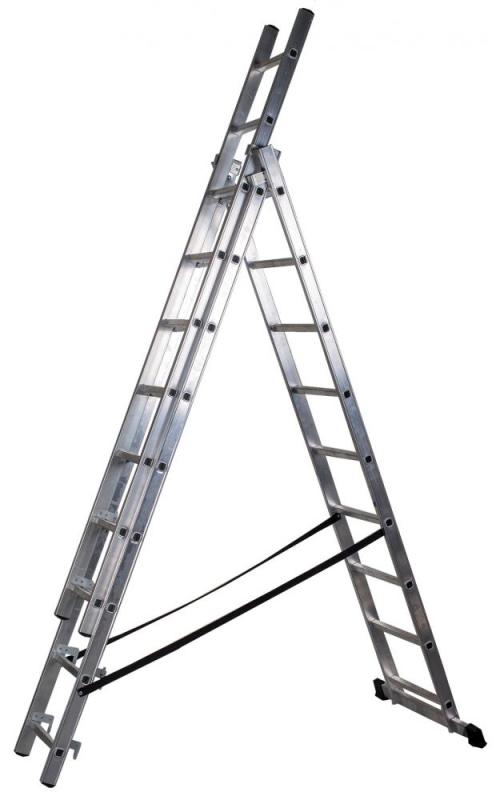 Rebrík hliníkový 3x17 stupne, 451/717/1075 cm, nosnosť 150 kg, 37 kg, ELKOP