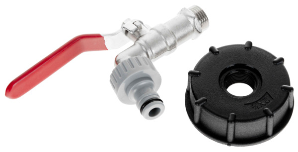 Guľový ventil 1/2" pre IBC kontajner 1000 l, závit 3/4", výstup na 1/2" rýchlospojku, GEKO 2