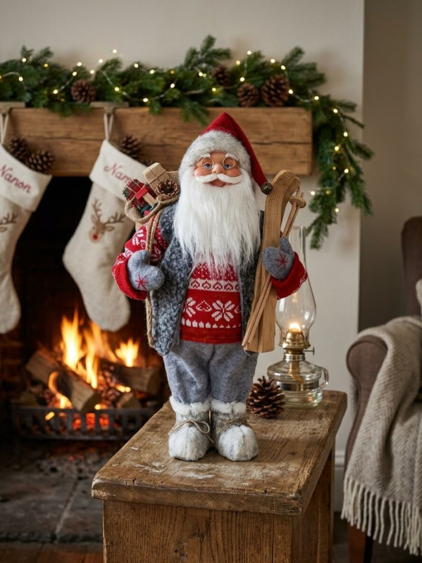 Dekorácia MagicHome Vianoce, Santa stojaci, s lyžami, 60 cm 1