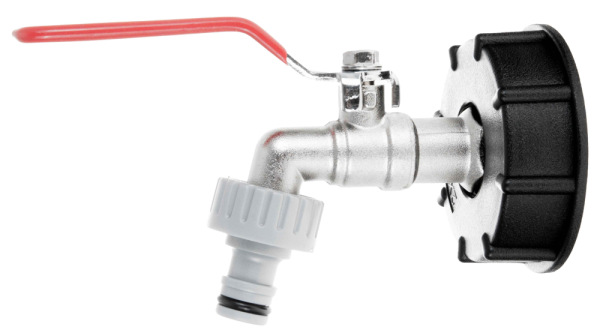 Guľový ventil 1/2" pre IBC kontajner 1000 l, závit 3/4", výstup na 1/2" rýchlospojku, GEKO