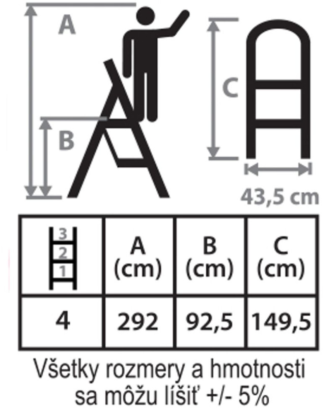 Schodíky Strend Pro LFT160 4-stupienkové stupadlo, oceľové, EN14183, nosn. 150 kg 5