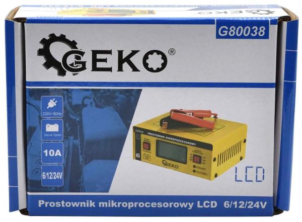 Nabíjačka batérii mikroprocesorová LCD 6/12/24V, 6-150 Ah, nabíjací prúd 10 A, GEKO 2