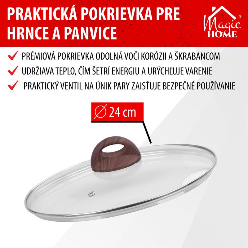 Pokrievka MagicHome Black Marble Line, sklenená, 24 cm 1
