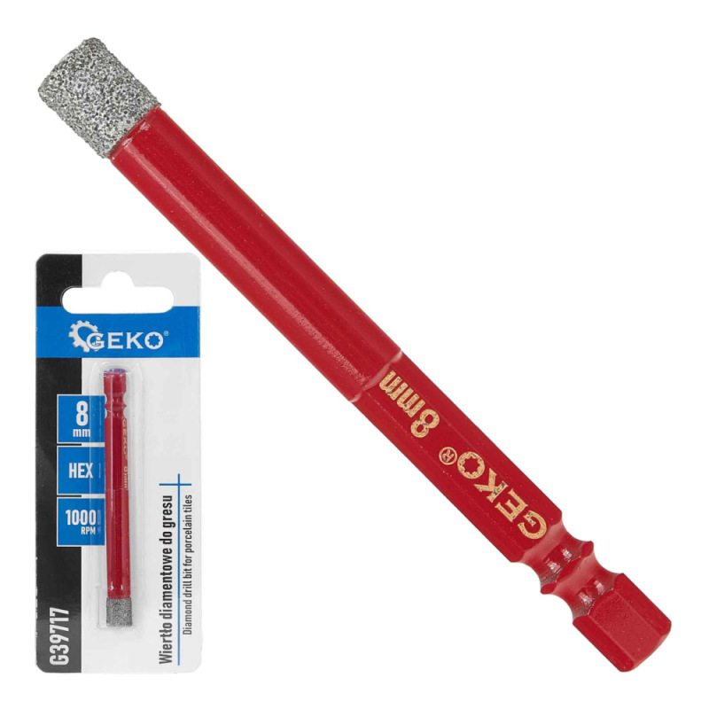 Diamantový vrták do gresu 8 mm, upnutie 6-HRAN, GEKO