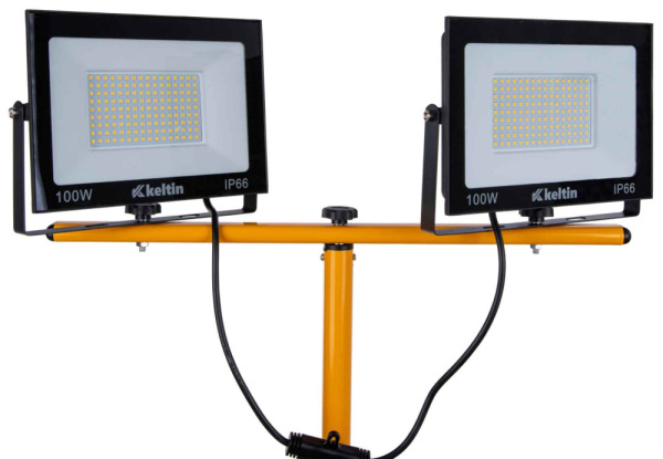 LED reflektor 2x100W s teleskopickým stojanom, neutrálna biela 4500K, KELTIN 5