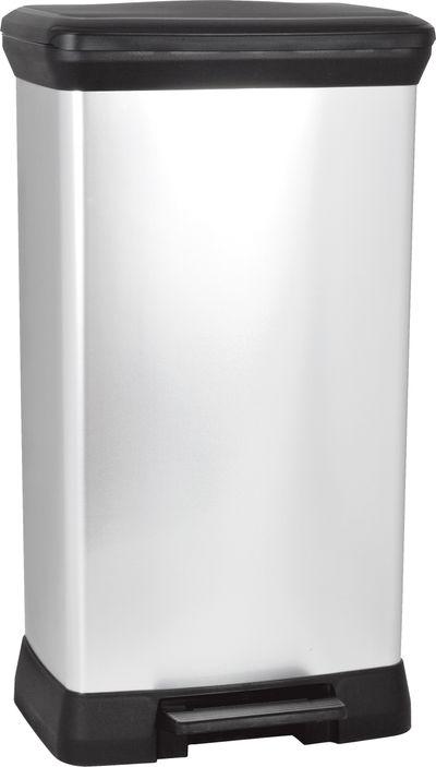Kôš Curver® DECO PEDAL BIN, 50 lit., 39x29x73 cm, čierny/strieborný, na odpad