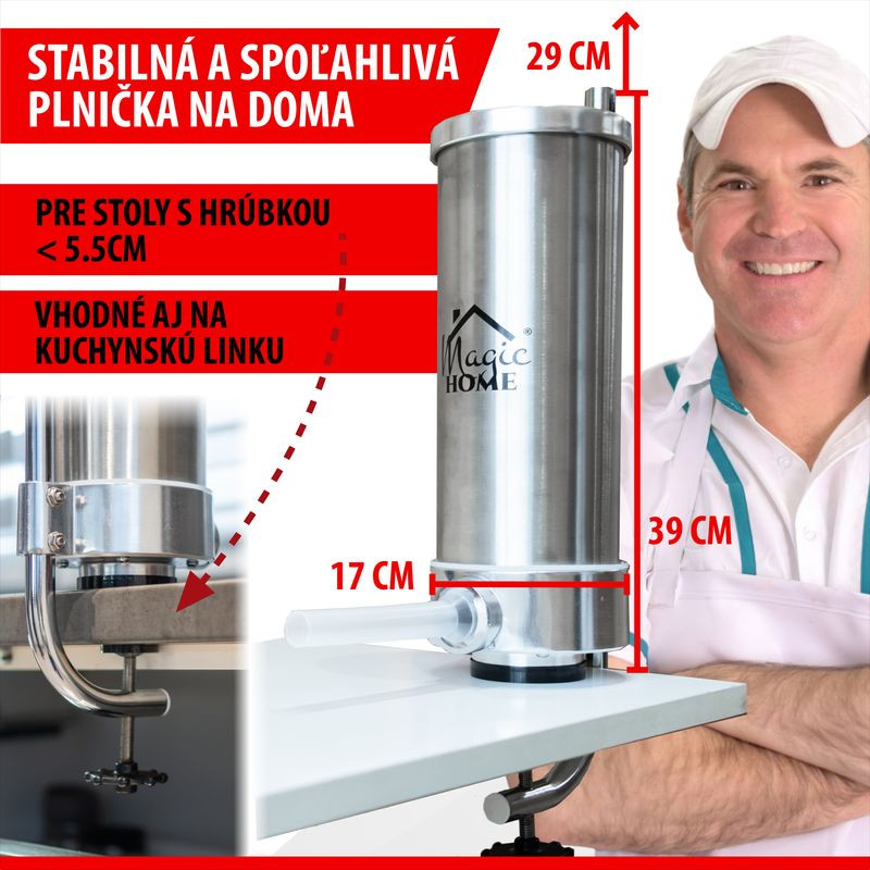 Plnička MagicHome SM206, na klobásy a jaternice, vertikálna, 3 kg, ručná 6