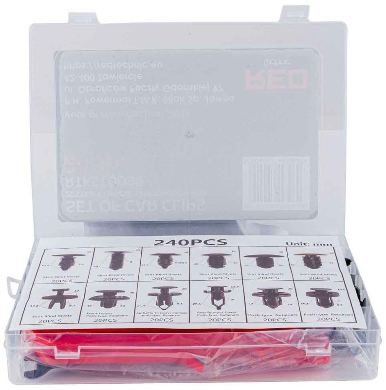 Sada čaluníckych kolíkov do auta, 240- dielna, RED TECHNIC 1