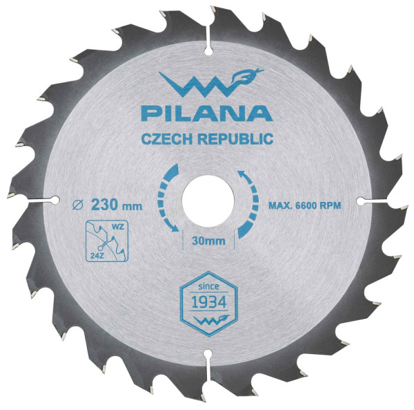 Pílový kotúč s SK plátkami 230x2,4x30 zuby 24 WZ, PILANA