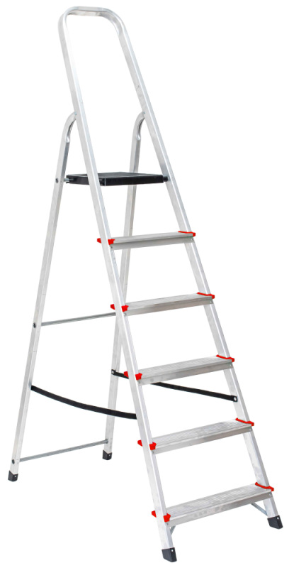 Schodíky hliníkové jednostranné - 6 stupne, 124 cm, nosnosť 120 kg, VASKO