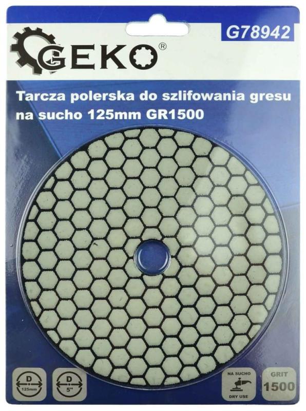 Brúsny diamantový kotúč 125 mm, zrno 1500 suchý zips, brúsenie na sucho, GEKO 1