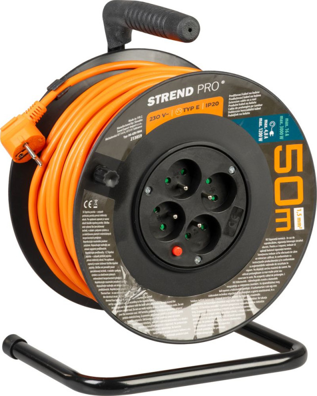 Kábel Strend Pro DG-FB04 predlžovací, L-50 m, na bubne, prierez 1,5 mm2 1