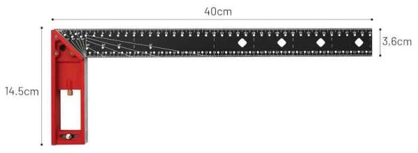 Uholník stolársky, nastaviteľný 400 mm, 10-90°, PRO-TECHNIK
