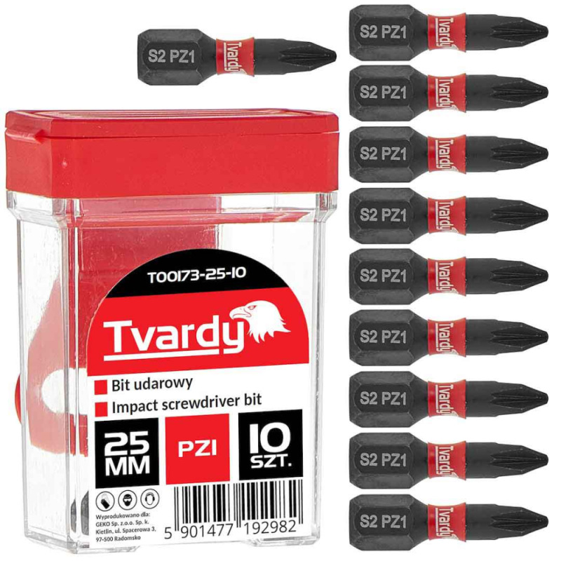 Bit 1/4" PZ1 x 25 mm, úderový, oceľ S2, TVARDY