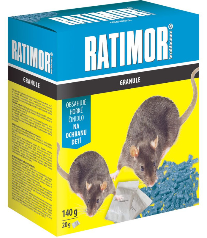Návnada RATIMOR® Brodifacoum pellets, 140 g, na myši a potkany, granule