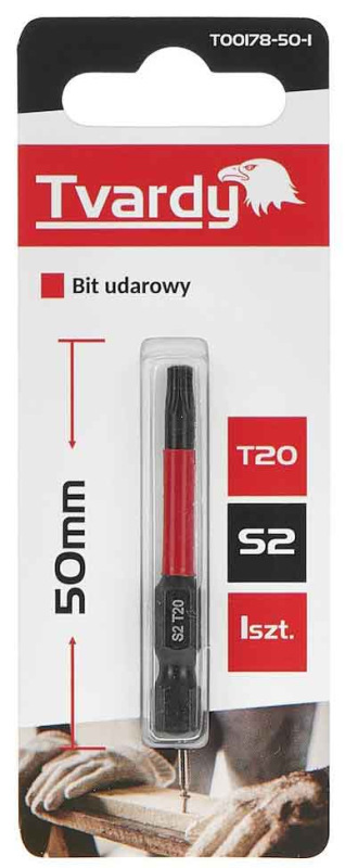 Bit úderový 1/4" TORX T20 x 50mm, S2, TVARDY 2