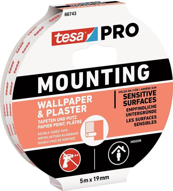 Páska tesa® Mounting PRO, montážna, na tapety a omietky, lepiaca, 19 mm, L-5 m