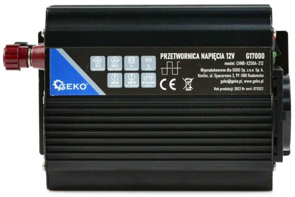 Menič napätia, vstup 12V/ výstup 230V, trvalý výkon 250W/nárazový výkon 500W, GEKO 8