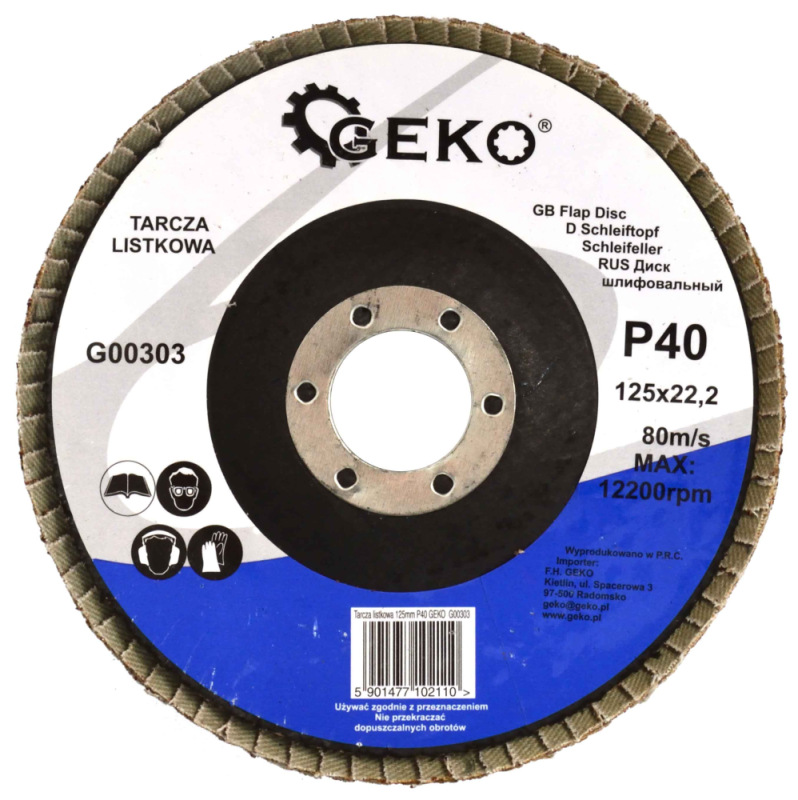 Brúsny lamelový kotúč 125 x 22,2 mm, zrno 40, GEKO 3