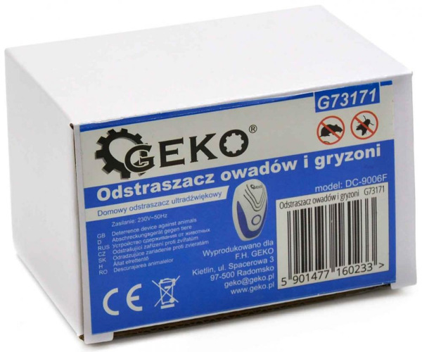 Odpudzovač hlodavcov ultrazvukový, 230V, dosah 5 m, GEKO 1