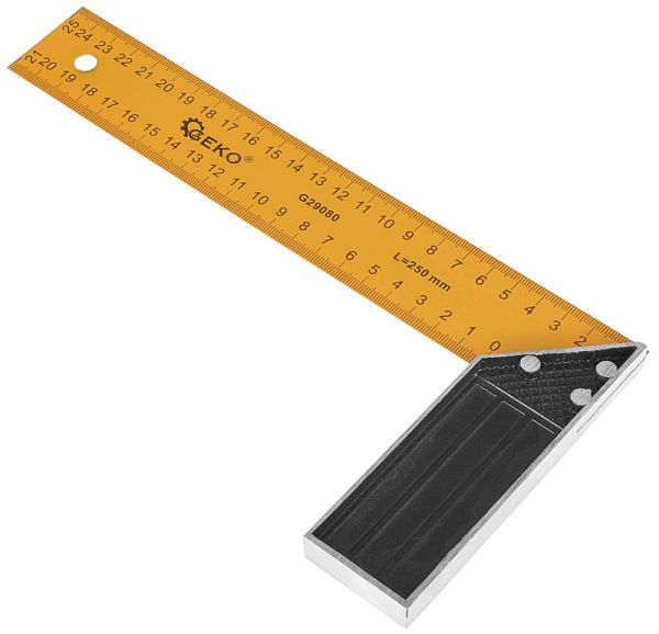 Uholník stolársky 250 mm, žltý, GEKO 1