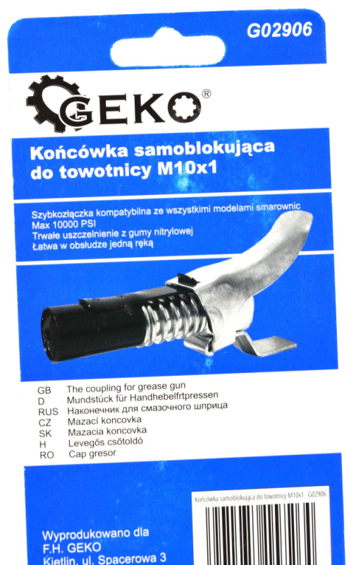 Koncovka pre pripojenie maznice so závitom M10x1 , GEKO 3